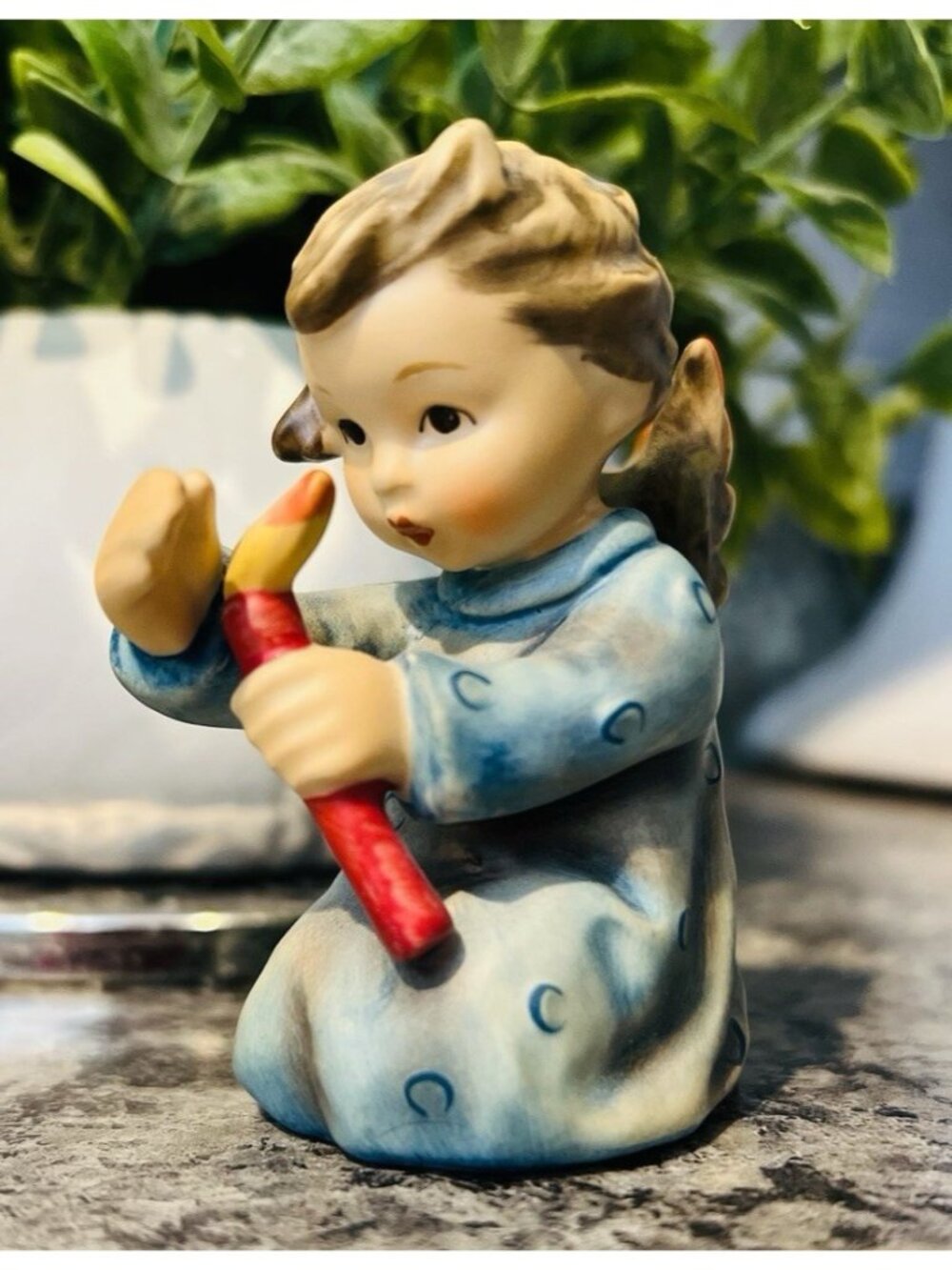 Goebel Hummel Angel Figurine Holding Candle - West Germany - Hand-Painted Porcel